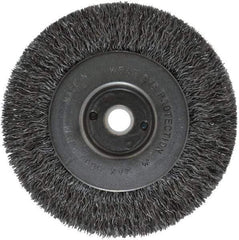 Anderson - 4" OD, 1/2" Arbor Hole, Crimped Steel Wheel Brush - 11/32" Face Width, 13/16" Trim Length, 0.0118" Filament Diam, 6,000 RPM - Apex Tool & Supply