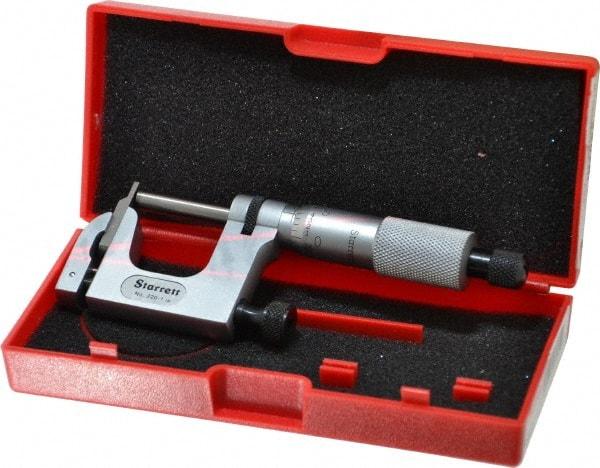 Starrett - 0 to 1 Inch Range, Carbide Face, Satin Chrome Coated, Mechanical Multi Anvil Micrometer - Ratchet Stop Thimble, 0.001 Inch Graduation, 0.0002 Inch Accuracy - Apex Tool & Supply