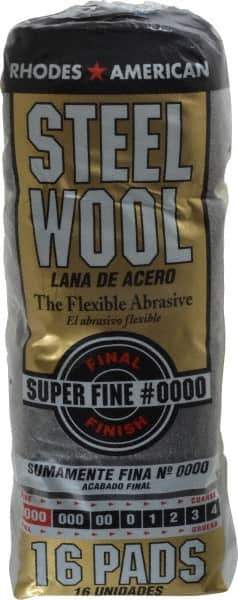 Value Collection - Finest Grit, Grade 0000 Steel Wool Pad - 4" Long x 3" Wide - Apex Tool & Supply