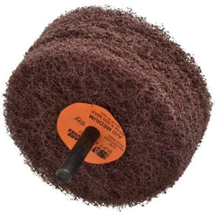Standard Abrasives - 3" Diam, Medium Mounted Scrubber Buffing Wheel - 3 Ply, Medium Grade, 1/4" Shank Diam, 8,000 RPM - Apex Tool & Supply