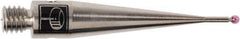 Renishaw - 0.0394 Inch Ball Diameter, Stainless Steel Stem, M3 Thread, Ruby Point Ball Tip CMM Stylus - 0.1575 Inch Working Length, 0.028 Inch Stem Diameter, 0.8268 Inch Overall Length - Apex Tool & Supply