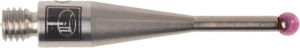 Renishaw - 0.0787 Inch Ball Diameter, Stainless Steel Stem, M3 Thread, Ruby Point Ball Tip CMM Stylus - 0.378 Inch Working Length, 0.05 Inch Stem Diameter, 0.8268 Inch Overall Length - Apex Tool & Supply