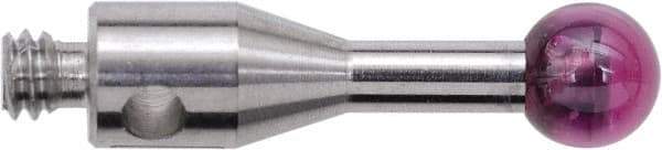 Renishaw - 0.1181 Inch Ball Diameter, Stainless Steel Stem, M2 Thread, Ruby Point Ball Tip CMM Stylus - 0.2756 Inch Working Length, 0.0591 Inch Stem Diameter, 0.3937 Inch Overall Length - Apex Tool & Supply