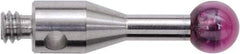 Renishaw - 0.1181 Inch Ball Diameter, Stainless Steel Stem, M2 Thread, Ruby Point Ball Tip CMM Stylus - 0.2756 Inch Working Length, 0.0591 Inch Stem Diameter, 0.3937 Inch Overall Length - Apex Tool & Supply
