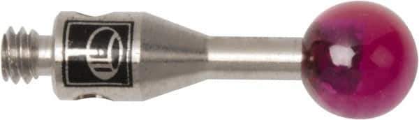 Renishaw - 0.1575 Inch Ball Diameter, Stainless Steel Stem, M2 Thread, Ruby Point Ball Tip CMM Stylus - 0.3937 Inch Working Length, 0.0591 Inch Stem Diameter, 0.3937 Inch Overall Length - Apex Tool & Supply