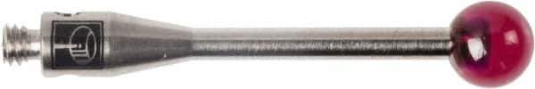 Renishaw - 0.1575 Inch Ball Diameter, Stainless Steel Stem, M2 Thread, Ruby Point Ball Tip CMM Stylus - 0.7874 Inch Working Length, 0.0591 Inch Stem Diameter, 0.7874 Inch Overall Length - Apex Tool & Supply