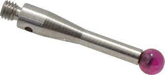 Renishaw - 0.1575 Inch Ball Diameter, Stainless Steel Stem, M3 Thread, Ruby Point Ball Tip CMM Stylus - 0.6772 Inch Working Length, 0.0984 Inch Stem Diameter, 0.8268 Inch Overall Length - Apex Tool & Supply