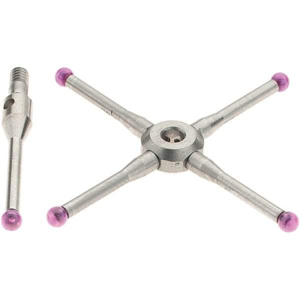 Renishaw - 0.08 Inch Ball Diameter, Stainless Steel Stem, M2 Thread, Ruby Point Ball Tip CMM Stylus - 0.4724 Inch Working Length, 0.05 Inch Stem Diameter, 19.2 mm Overall Length - Apex Tool & Supply