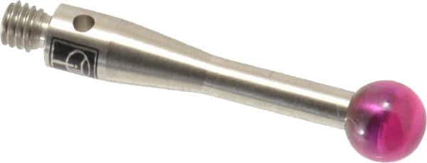 Renishaw - 0.1969 Inch Ball Diameter, Stainless Steel Stem, M3 Thread, Ruby Point Ball Tip CMM Stylus - 0.8268 Inch Working Length, 0.0984 Inch Stem Diameter, 0.8268 Inch Overall Length - Apex Tool & Supply