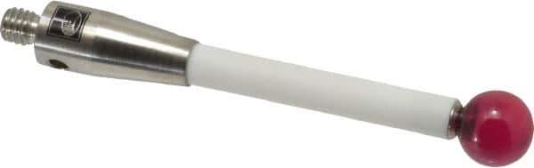 Renishaw - 0.315 Inch Ball Diameter, Ceramic Stem, M4 Thread, Ruby Point Ball Tip CMM Stylus - 1.9685 Inch Working Length, 0.1772 Inch Stem Diameter, 1.9685 Inch Overall Length - Apex Tool & Supply