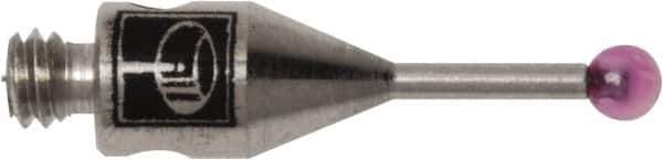 Renishaw - 0.0591 Inch Ball Diameter, Stainless Steel Stem, M2 Thread, Ruby Point Ball Tip CMM Stylus - 0.1772 Inch Working Length, 0.028 Inch Stem Diameter, 0.3937 Inch Overall Length - Apex Tool & Supply