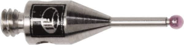 Renishaw - 0.0394 Inch Ball Diameter, Stainless Steel Stem, M2 Thread, Ruby Point Ball Tip CMM Stylus - 0.1772 Inch Working Length, 0.028 Inch Stem Diameter, 0.3937 Inch Overall Length - Apex Tool & Supply