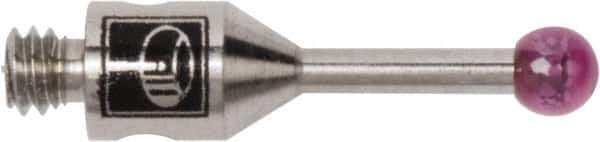 Renishaw - 0.0787 Inch Ball Diameter, Stainless Steel Stem, M2 Thread, Ruby Point Ball Tip CMM Stylus - 0.2362 Inch Working Length, 0.0394 Inch Stem Diameter, 0.3937 Inch Overall Length - Apex Tool & Supply
