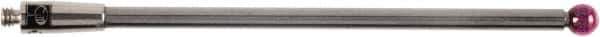 Renishaw - 0.1181 Inch Ball Diameter, Carbide Stem, M2 Thread, Ruby Point Ball Tip CMM Stylus - 1.8504 Inch Working Length, 0.0787 Inch Stem Diameter, 1.9685 Inch Overall Length - Apex Tool & Supply