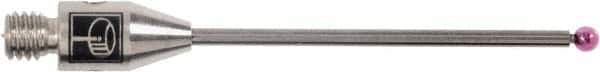 Renishaw - 0.0591 Inch Ball Diameter, Carbide Stem, M3 Thread, Ruby Point Ball Tip CMM Stylus - 0.8858 Inch Working Length, 0.0394 Inch Stem Diameter, 0.7874 Inch Overall Length - Apex Tool & Supply
