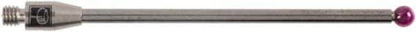Renishaw - 0.1181 Inch Ball Diameter, Carbide Stem, M3 Thread, Ruby Point Ball Tip CMM Stylus - 1.7205 Inch Working Length, 0.0787 Inch Stem Diameter, 1.9685 Inch Overall Length - Apex Tool & Supply