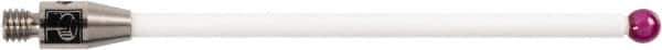 Renishaw - 0.1181 Inch Ball Diameter, Ceramic Stem, M3 Thread, Ruby Point Ball Tip CMM Stylus - 1.7205 Inch Working Length, 0.0787 Inch Stem Diameter, 1.9685 Inch Overall Length - Apex Tool & Supply