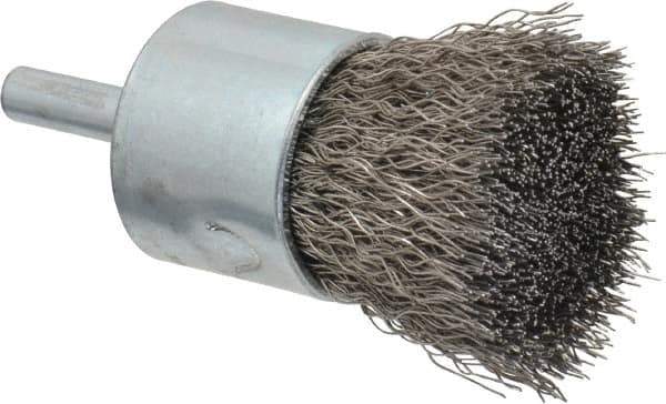 Anderson - 1" Brush Diam, Crimped, End Brush - 1/4" Diam Shank, 22,000 Max RPM - Apex Tool & Supply