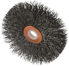Anderson - 3" OD, 1/2" Arbor Hole, Crimped Steel Wheel Brush - 1/4" Face Width, 1" Trim Length, 0.0118" Filament Diam, 20,000 RPM - Apex Tool & Supply