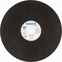 Norton - 16" 30 Grit Zirconia Alumina Cutoff Wheel - 1/8" Thick, 1" Arbor, 4,800 Max RPM, Use with Electric & Gas Powered Saws - Apex Tool & Supply