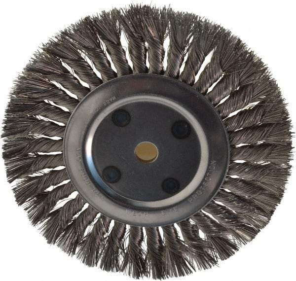 Anderson - 8" OD, 5/8" Arbor Hole, Knotted Stainless Steel Wheel Brush - 5/8" Face Width, 1-3/4" Trim Length, 0.016" Filament Diam, 6,000 RPM - Apex Tool & Supply