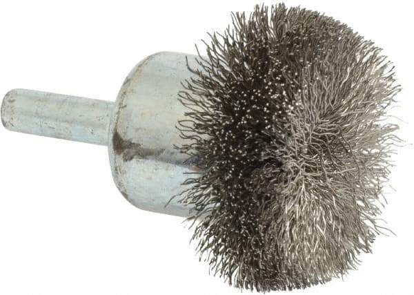 Anderson - 1-1/2" Brush Diam, Crimped, Flared End Brush - 1/4" Diam Shank, 20,000 Max RPM - Apex Tool & Supply