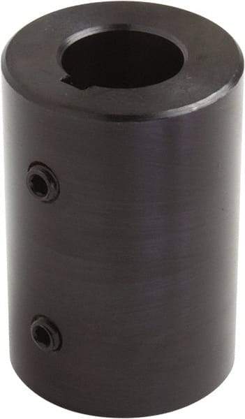 Climax Metal Products - 3/8" Inside x 3/4" Outside Diam, Set Screw Rigid Coupling with Keyway - 1" Long x 3/32" Keyway Width x 3/64" Keyway Depth - Apex Tool & Supply