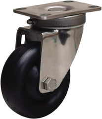 Hamilton - 3-1/2" Diam x 1-3/8" Wide x 4-7/8" OAH Top Plate Mount Swivel Caster - Polyolefin, 260 Lb Capacity, Plain Bore Bearing, 2-3/8 x 3-5/8" Plate - Apex Tool & Supply