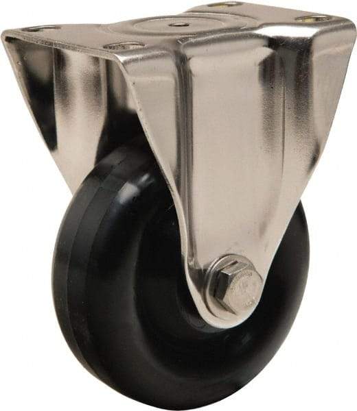 Hamilton - 3-1/2" Diam x 1-3/8" Wide x 4-7/8" OAH Top Plate Mount Rigid Caster - Polyolefin, 260 Lb Capacity, Plain Bore Bearing, 2-3/8 x 3-5/8" Plate - Apex Tool & Supply