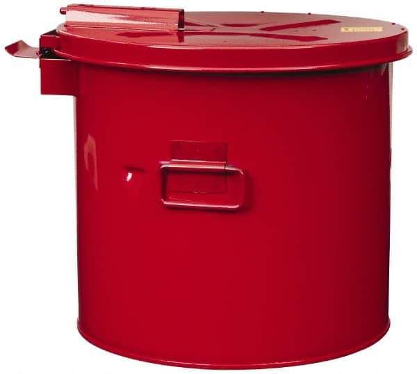 Justrite - 3.5 Gallon Capacity, Coated Steel, Red Wash Tank - 13 Inch High x 13-3/4 Inch Diameter, Includes Basket - Apex Tool & Supply