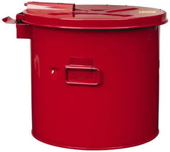 Justrite - 3.5 Gallon Capacity, Coated Steel, Red Wash Tank - 13 Inch High x 13-3/4 Inch Diameter, Includes Basket - Apex Tool & Supply