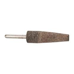 Grier Abrasives - 3/4" Head Diam x 2-1/2" Thickness, A1, Cone End, Aluminum Oxide Mounted Point - Brown, Very Coarse Grade, 36 Grit, 19,800 RPM - Apex Tool & Supply