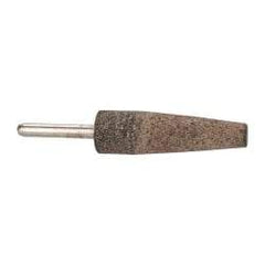 Grier Abrasives - 3/4" Head Diam x 2-1/2" Thickness, A1, Cone End, Aluminum Oxide Mounted Point - Brown, Very Coarse Grade, 36 Grit, 19,800 RPM - Apex Tool & Supply