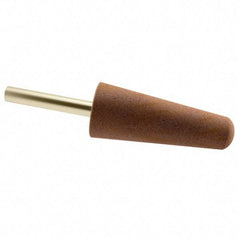 Grier Abrasives - 1" Head Diam x 2-3/4" Thickness, A3, Tree End, Aluminum Oxide Mounted Point - Brown, Very Coarse Grade, 36 Grit, 16,100 RPM - Apex Tool & Supply