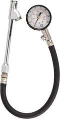 Acme - 0 to 160 psi Dial Straight Dual Tire Pressure Gauge - Closed Check, 12' Hose Length - Apex Tool & Supply