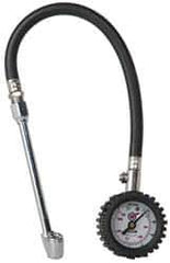Acme - 0 to 160 psi Dial Straight Dual Tire Pressure Gauge - Closed Check, 12' Hose Length - Apex Tool & Supply