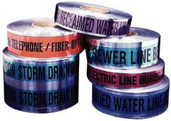 Presco - Caution: Buried Gas Line Below, Detectable Underground Tape - 1,000 Ft. Long x 3 Inch Wide Roll, Polyethylene on Aluminum, 5 mil Thick, Black and Yellow - Apex Tool & Supply