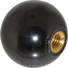 Gibraltar - M12x1.75x17 Thread, 1-15/16" Diam, 1-27/32" High, Female Insert Ball Knob - Black, Phenolic, Smooth Grip, 17mm Hole Depth - Apex Tool & Supply