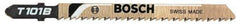 Bosch - 4" Long, 14 Teeth per Inch, High Speed Steel Jig Saw Blade - Toothed Edge, 0.28" Wide x 0.05" Thick, T-Shank, Ground Taper Tooth Set - Apex Tool & Supply