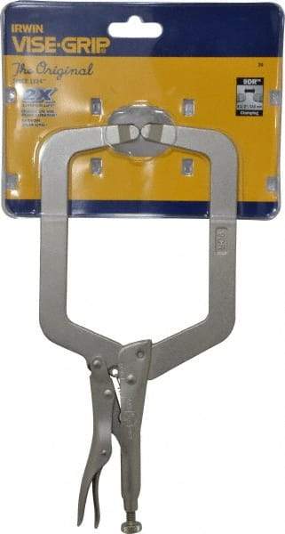 Irwin - 9" OAL C-Clamp Locking Pliers - 4-3/4" Jaw Depth, 4-1/2" Jaw Opening - Apex Tool & Supply