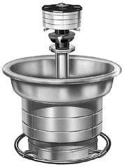 Bradley - Semi-Circular, Foot-Controlled, External Drain, 36" Diam, 3 Person Capacity, Stainless Steel, Wash Fountain - 1.25 GPM, 9" Bowl Depth, 28" High, 304 Material Grade - Apex Tool & Supply