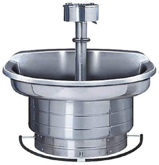Bradley - Semi-Circular, Foot-Controlled, External Drain, 54" Diam, 4 Person Capacity, Stainless Steel, Wash Fountain - 3 GPM, 9" Bowl Depth, 28" High, 304 Material Grade - Apex Tool & Supply