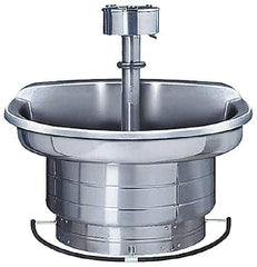 Bradley - Semi-Circular, Foot-Controlled, Internal Drain, 36" Diam, 3 Person Capacity, Stainless Steel, Wash Fountain - 1.25 GPM, 9" Bowl Depth, 28" High, 304 Material Grade - Apex Tool & Supply