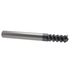 Accupro - 3/8", 1" LOC, 3/8" Shank Diam, 2-1/2" OAL, 3 Flute, Solid Carbide Square End Mill - Single End, AlTiN Finish, Spiral Flute, 60° Helix, Centercutting, Right Hand Cut, Right Hand Flute - Apex Tool & Supply