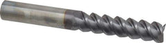 Accupro - 1/2", 2" LOC, 1/2" Shank Diam, 4" OAL, 3 Flute, Solid Carbide Square End Mill - Single End, AlTiN Finish, Spiral Flute, 60° Helix, Centercutting, Right Hand Cut, Right Hand Flute - Apex Tool & Supply