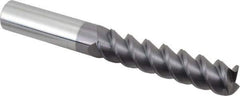 Accupro - 3/4", 3-1/4" LOC, 3/4" Shank Diam, 6" OAL, 3 Flute, Solid Carbide Square End Mill - Single End, AlTiN Finish, Spiral Flute, 60° Helix, Centercutting, Right Hand Cut, Right Hand Flute - Apex Tool & Supply