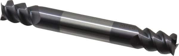 Accupro - 5/16", 7/16" LOC, 5/16" Shank Diam, 2-1/2" OAL, 3 Flute, Solid Carbide Square End Mill - Double End, AlTiN Finish, Spiral Flute, 60° Helix, Centercutting, Right Hand Cut, Right Hand Flute - Apex Tool & Supply