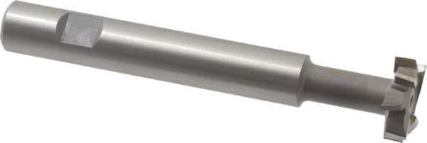 Made in USA - 1" Cut Diam, 5/16" Cut Width, 7/16" Neck Diam, 5/8" Shank Diam, 4-5/16" OAL, M42 Cobalt T-Slot Cutter - Uncoated, Staggered Teeth, 8 Teeth, Weldon Flat - Apex Tool & Supply