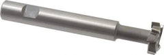 Made in USA - 1" Cut Diam, 5/16" Cut Width, 7/16" Neck Diam, 5/8" Shank Diam, 4-5/16" OAL, M42 Cobalt T-Slot Cutter - Uncoated, Staggered Teeth, 8 Teeth, Weldon Flat - Apex Tool & Supply