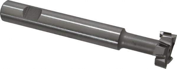 Made in USA - 1" Cut Diam, 3/8" Cut Width, 7/16" Neck Diam, 5/8" Shank Diam, 4-5/16" OAL, M42 Cobalt T-Slot Cutter - Uncoated, Staggered Teeth, 8 Teeth, Weldon Flat - Apex Tool & Supply